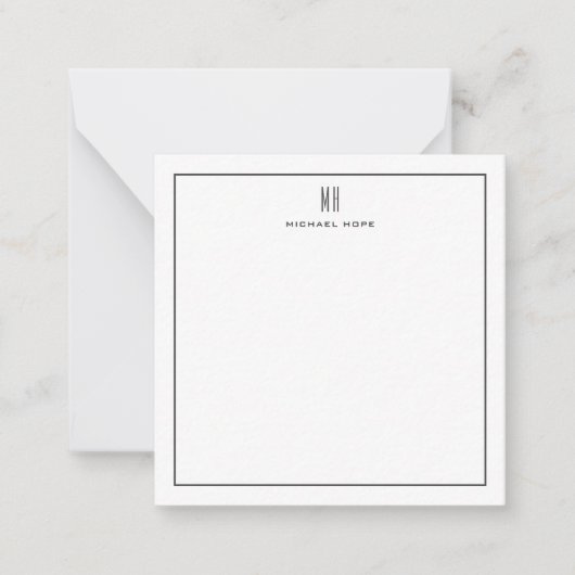 モノグラムモダンイニシャルプロフェッショナルプレーンシンプル ノートカード (正面)