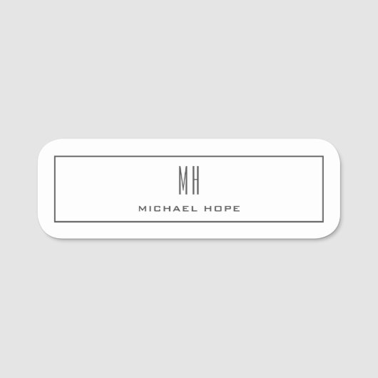 モノグラムモダンイニシャルプロフェッショナルプレーンシンプル 名札 (正面)