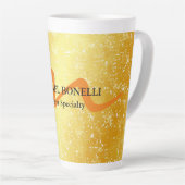 モノグラムモダンイニシャルプロフェッショナル金ゴールド色 カフェラテマグ (右アングル)