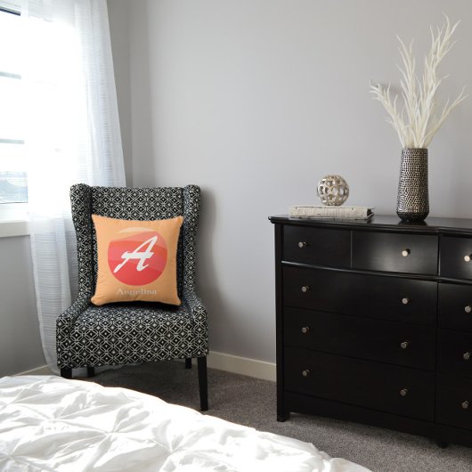 モノグラムモダンイニシャルレターオレンジ装飾用クッション クッション