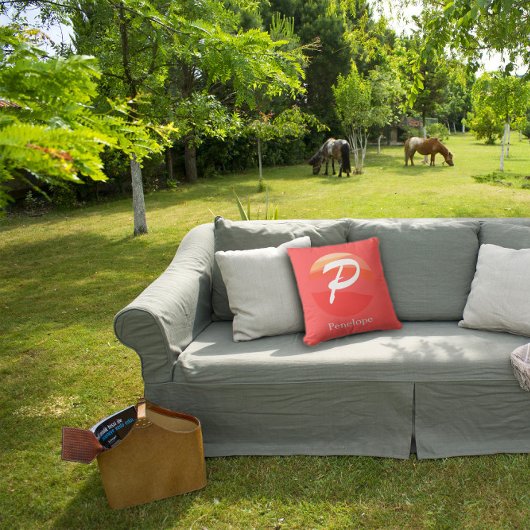 モノグラムモダンイニシャルレターオレンジ装飾用クッション クッション