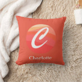 モノグラムモダンイニシャルレターオレンジ装飾用クッション クッション (ブランケット)