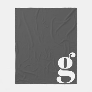 モノグラムモダンイニシャルレターシック白黒 フリースブランケット