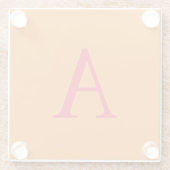 モノグラムモダンイニシャルレタートレンディーオレンジレッド ガラスコースター (裏面)