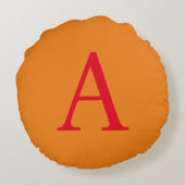 モノグラムモダンイニシャルレタートレンディーオレンジレッド ラウンドクッション (裏面)