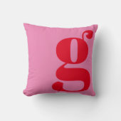 モノグラムモダンイニシャルレターピンクと赤 クッション (正面)