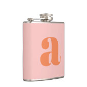 モノグラムモダンイニシャルレターピンクオレンジ結婚ズ フラスク (右)