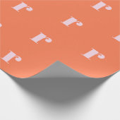 モノグラムモダンイニシャルレターブライトオレンジピンク ラッピングペーパー (角)