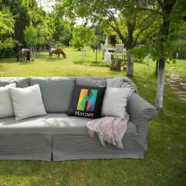 モノグラムモダンイニシャルレターブラック装飾用クッション クッション