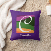 モノグラムモダンイニシャルレター紫装飾用クッション クッション (ブランケット)