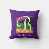 モノグラムモダンイニシャルレター紫装飾用クッション クッション (正面)