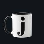 モノグラムモダンイニシャルレターJ白黒 マグカップ<br><div class="desc">白黒モダンの可愛いjモノグラム。あなたのもし好きな手紙はこのマグで動作しない、あなたが望む手紙または私のためのモノグラムマグのコレクションを参照して連絡ください。</div>