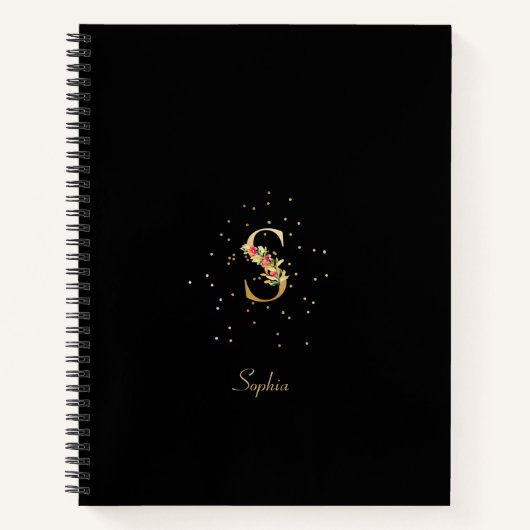 モノグラムモダンイニシャルレターSフローラルパターン ノートブック (正面)