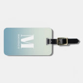 モノグラムモダンイニシャル名ティール(緑がかった色)アクアグラデーション ラゲッジタグ (正面横)