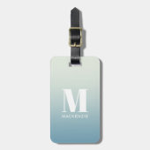 モノグラムモダンイニシャル名ティール(緑がかった色)アクアグラデーション ラゲッジタグ (正面縦)