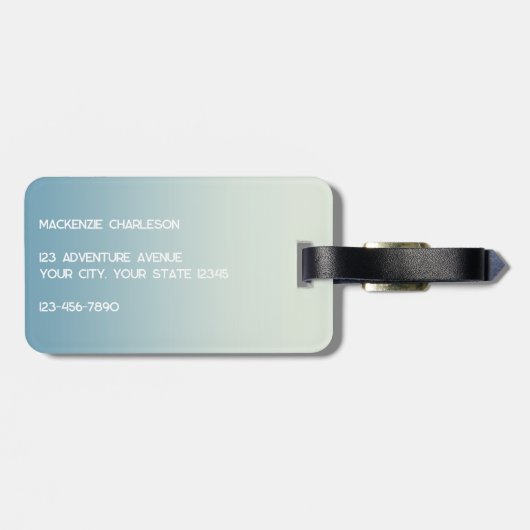 モノグラムモダンイニシャル名ティール(緑がかった色)アクアグラデーション ラゲッジタグ (裏面横)