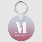 モノグラムモダンイニシャル名ピンクブルーグラデーション キーホルダー (正面)
