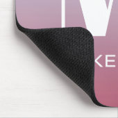 モノグラムモダンイニシャル名ピンクブルーグラデーション マウスパッド (コーナー)