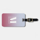 モノグラムモダンイニシャル名ピンクブルーグラデーション ラゲッジタグ (正面横)