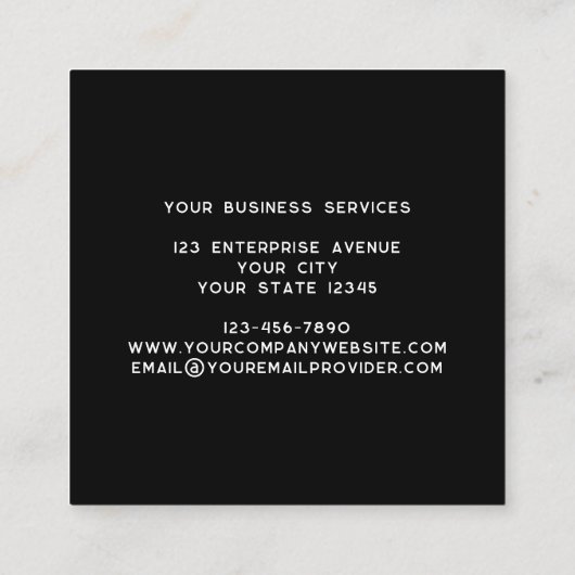 モノグラムモダンイニシャル名ブラック スクエア名刺 (裏面)