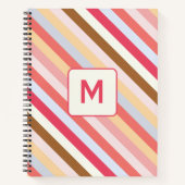 モノグラムモダンイニシャル対角キャンディストライプー ノートブック (正面)