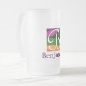 モノグラムモダンイニシャル文字パープル フロストグラスビールジョッキ (正面左)