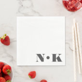 モノグラムモダンイニシャル白黒カスタムウェディング スタンダードランチョンナプキン (インサイチュ)