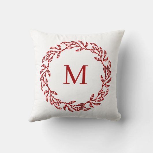 モノグラムモダンイニシャル紅葉及びベリーリース クッション (裏面)