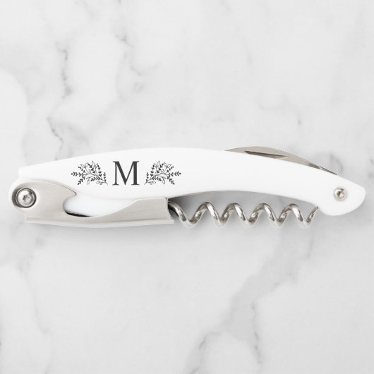 モノグラムモダンイニシャル素朴植物学 ソムリエナイフ (正面)