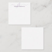 モノグラムモダンイニシャル紫スクリプトミニマリスト ノートカード (正面/裏面)