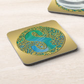 モノグラムモダンイニシャル金ゴールド手紙とターコイズ コースター (左側)