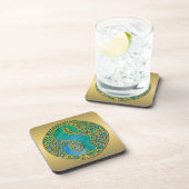 モノグラムモダンイニシャル金ゴールド手紙とターコイズ コースター (右側)