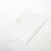 モノグラムモダンイニシャル銀金ゴールド箔ノートカード 箔招待状 (回転した状態)