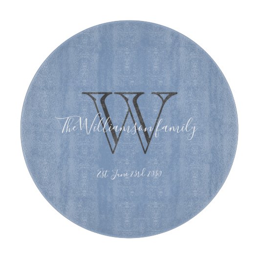 モノグラムモダンイニシャル+ファミリー名シック カッティングボード (正面)