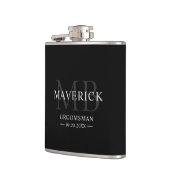 モノグラムモダンイニシャルgroomsmenの結婚贈り物 フラスク (左)