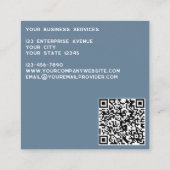 モノグラムモダンイニシャルQRコードほこりっぽいブルーグレー スクエア名刺 (裏面)