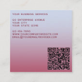 モノグラムモダンイニシャルQRコードピンクBluグラデーション スクエア名刺 (裏面)