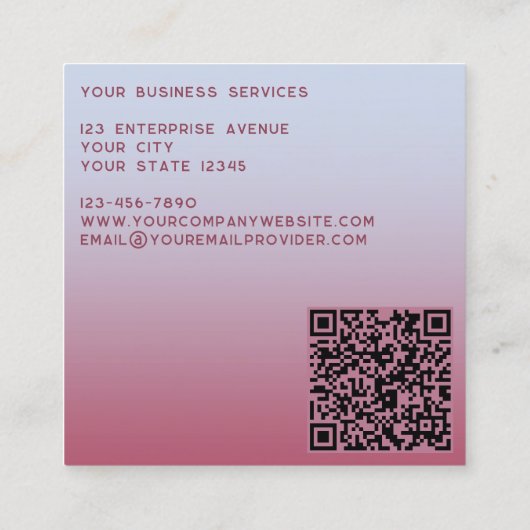 モノグラムモダンイニシャルQRコードピンクBluグラデーション スクエア名刺 (裏面)