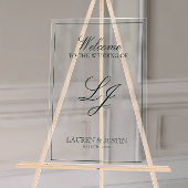 モノグラムモダンエメラルドグリーンスクリプトへようこそ アクリルサイン