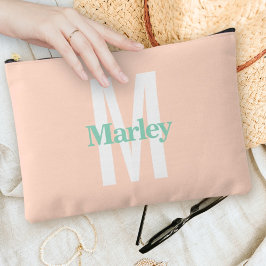 モノグラムモダンエレガントはっきりした赤面ピンクかわいいシック アクセサリーポーチ