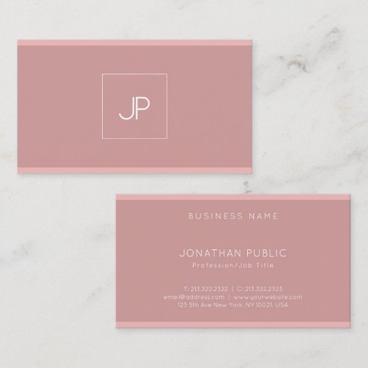 モノグラムモダンエレガントシンプルプロフェッショナルプレーン 名刺 (正面/裏面)