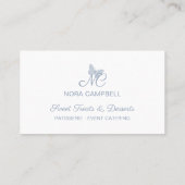 モノグラムモダンエレガントダスティブルーバタフライ 名刺 (裏面)