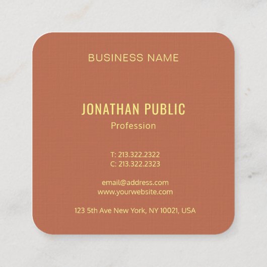 モノグラムモダンエレガントテンプレートラグジュアリースクエア スクエア名刺 (裏面)