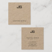 モノグラムモダンエレガントテンプレート実在クラフト紙 スクエア名刺 (正面/裏面)