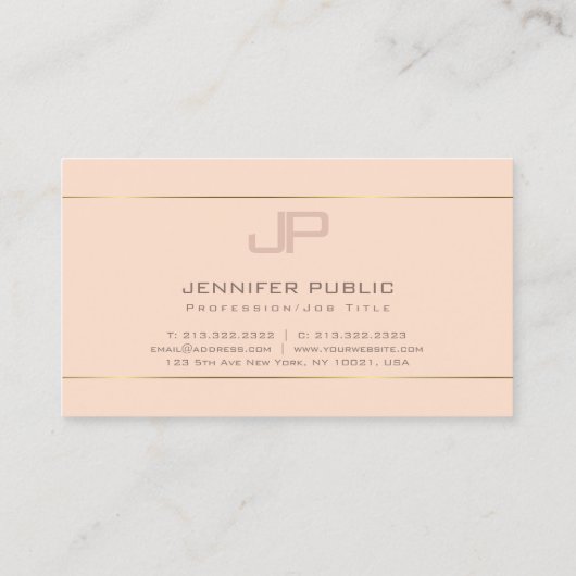 モノグラムモダンエレガントデザイントレンディープレインラグジュアリー 名刺 (裏面)