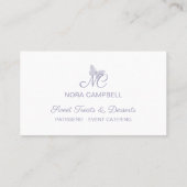 モノグラムモダンエレガントパステルラベンダーバタフライ 名刺 (裏面)