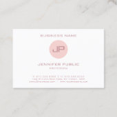 モノグラムモダンエレガントピンクホワイトプロフェッショナル 名刺 (裏面)