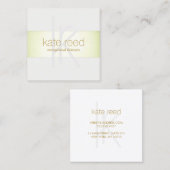 モノグラムモダンエレガントフェイクライムグリーン箔 スクエア名刺 (正面/裏面)