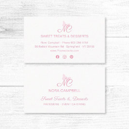 モノグラムモダンエレガントベビーガーリーピンクバタフライ 名刺