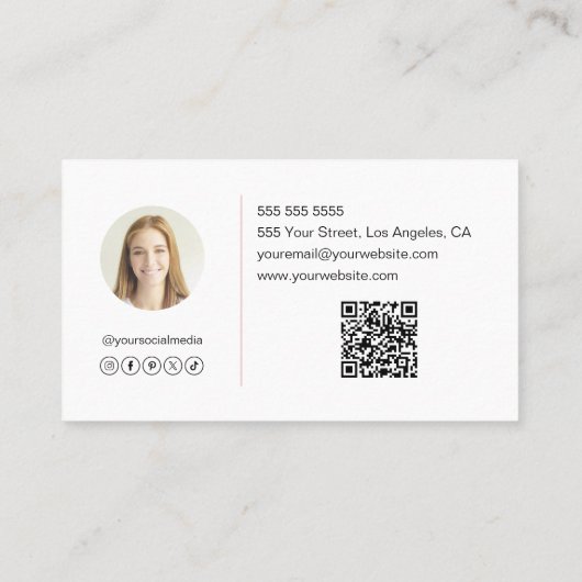 モノグラムモダンエレガントホワイトピンク 名刺 (裏面)